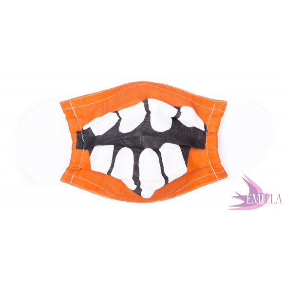 Gumis mosható, sterilizálható arcmaszk - Orange Monster / biopamut géz 