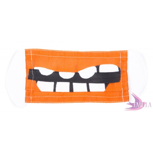 Gumis mosható, sterilizálható arcmaszk - Orange Monster / biopamut géz 