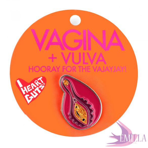 Csillogós, fém Vagina/Vulva kitűző - Hooray for the Vajayjay!