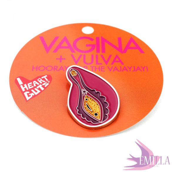 Csillogós, fém Vagina/Vulva kitűző - Hooray for the Vajayjay!