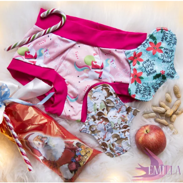 Santa Unicorn Period Scrundy XXS - Teen size