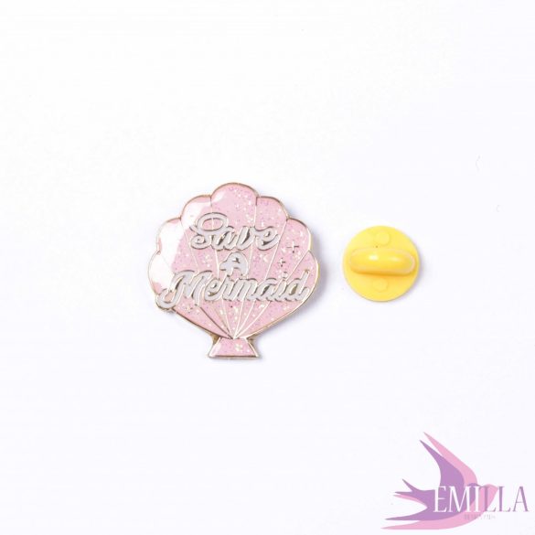 Save a Mermaid, Baby Pink - fémkitűző csillámmal