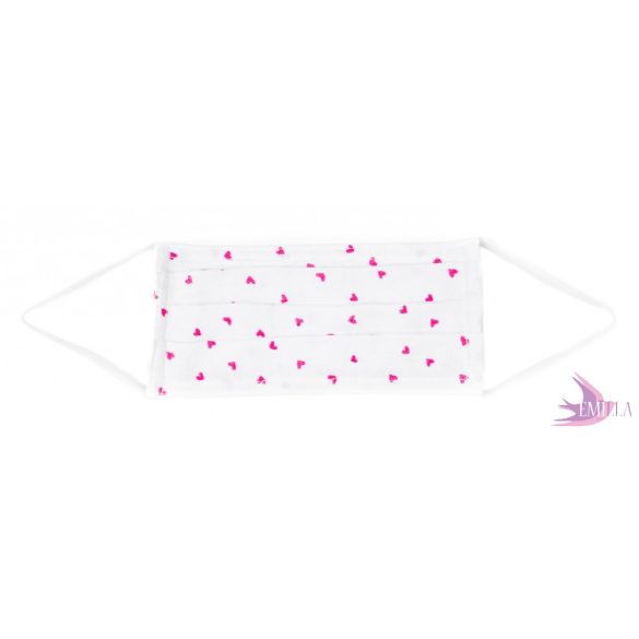 Washable, sterilizable face mask - hearts / cotton doublegauze
