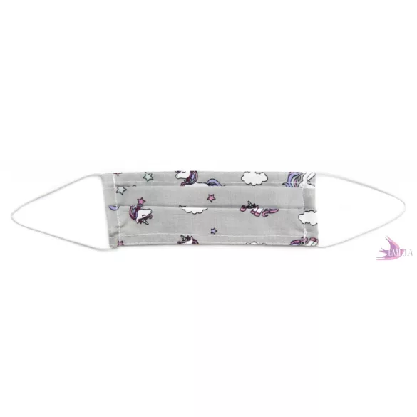 Kids face mask - Grey Unicorn / cotton