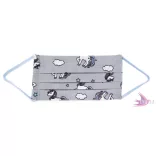 Gumis mosható, sterilizálható arcmaszk - Szürke Unikornis / pamutvászon