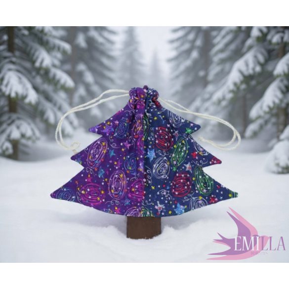 Meglepetés mintás Patchwork Karácsonyfa táska - 100% pamut